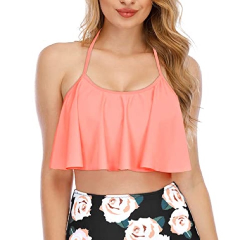 Women’s High Waisted Tummy Control Flounce Bikini Set Two Piece
